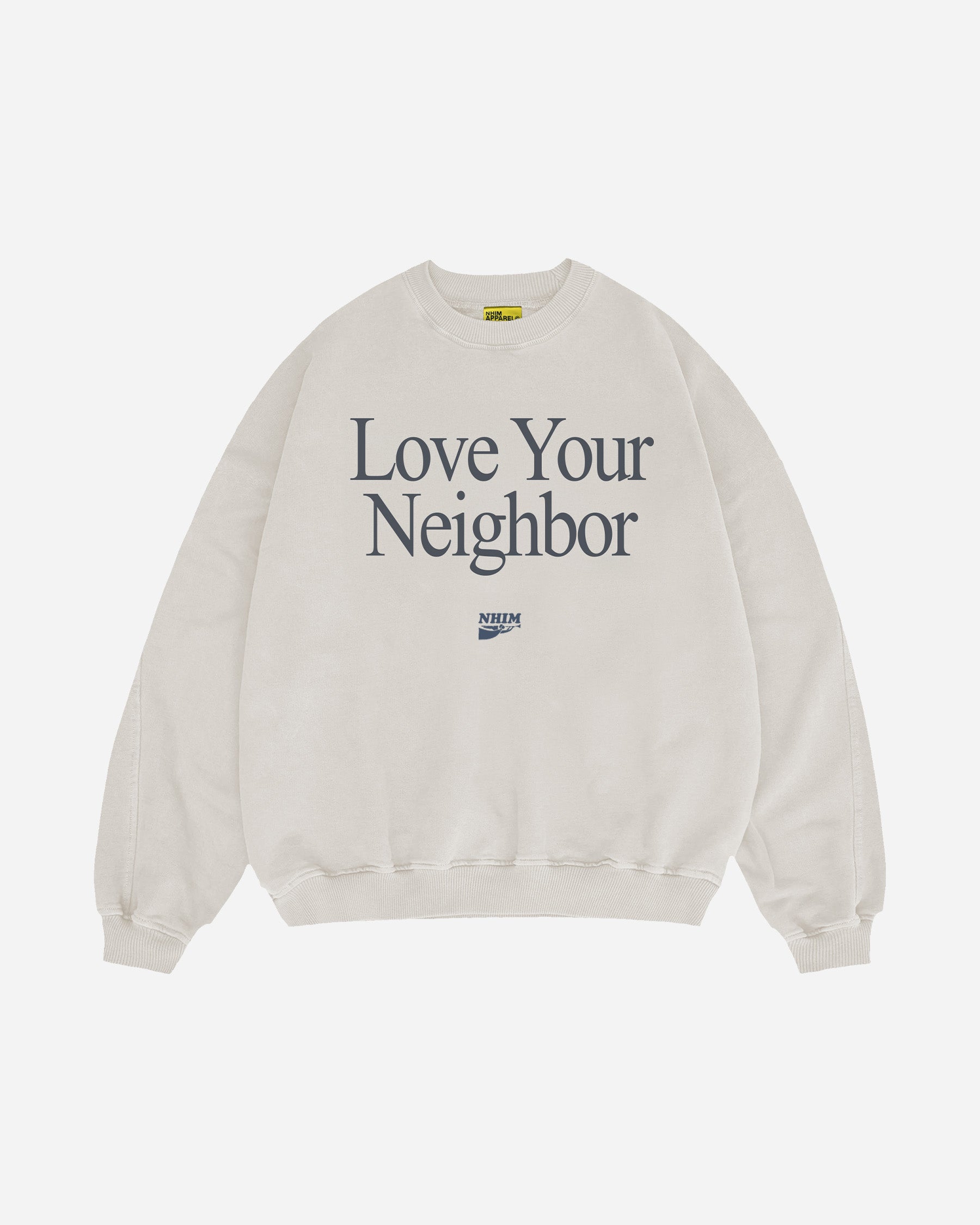love your neighbor christian crew sweatshirt by nhim apparel clothing brand