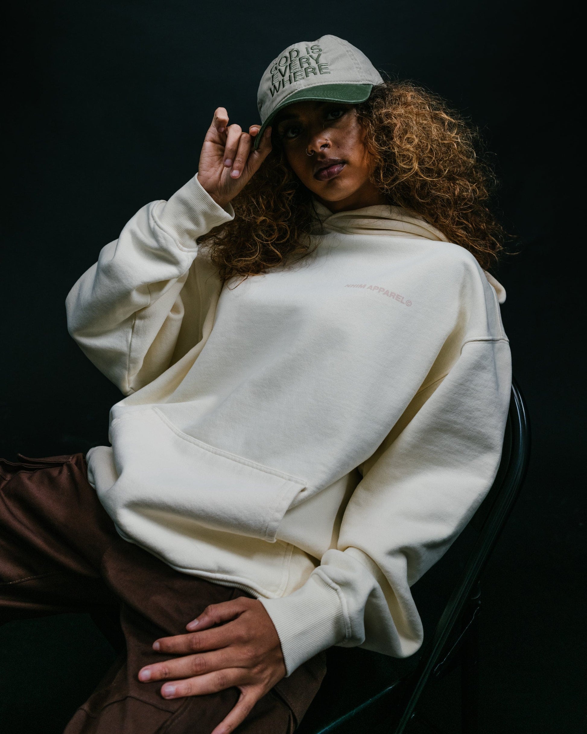 God Is Everywhere dad hat desert color with green bill by NHIM Apparel christian clothing brand