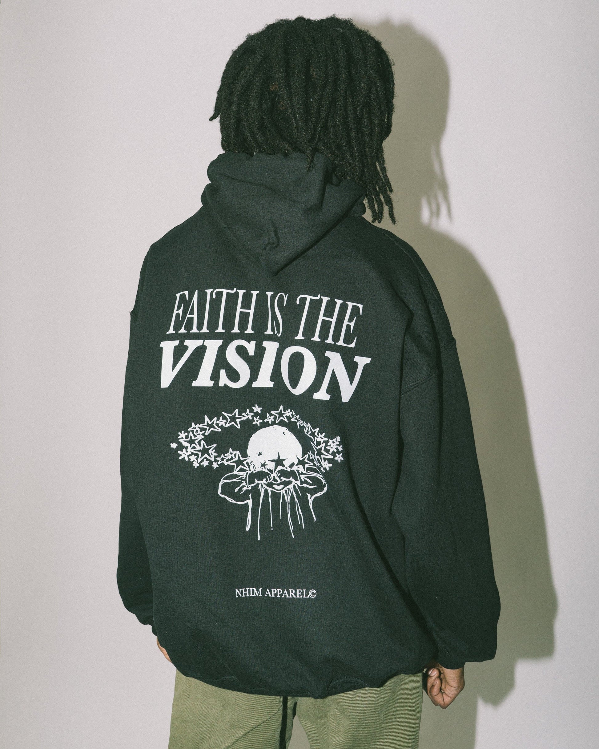 Faith is the vision black hoodie sweatshirt by NHIM Apparel Christian clothing brand
