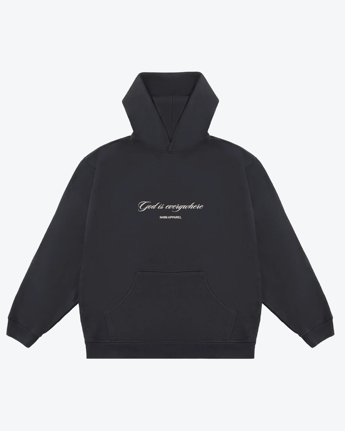 GOD IS EVERYWHERE SCRIPT HOODIE IN BLACK