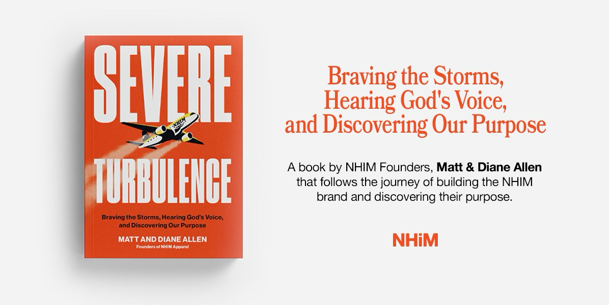 severe turbulence book banner by NHIM Apparel founders matt and diane allen