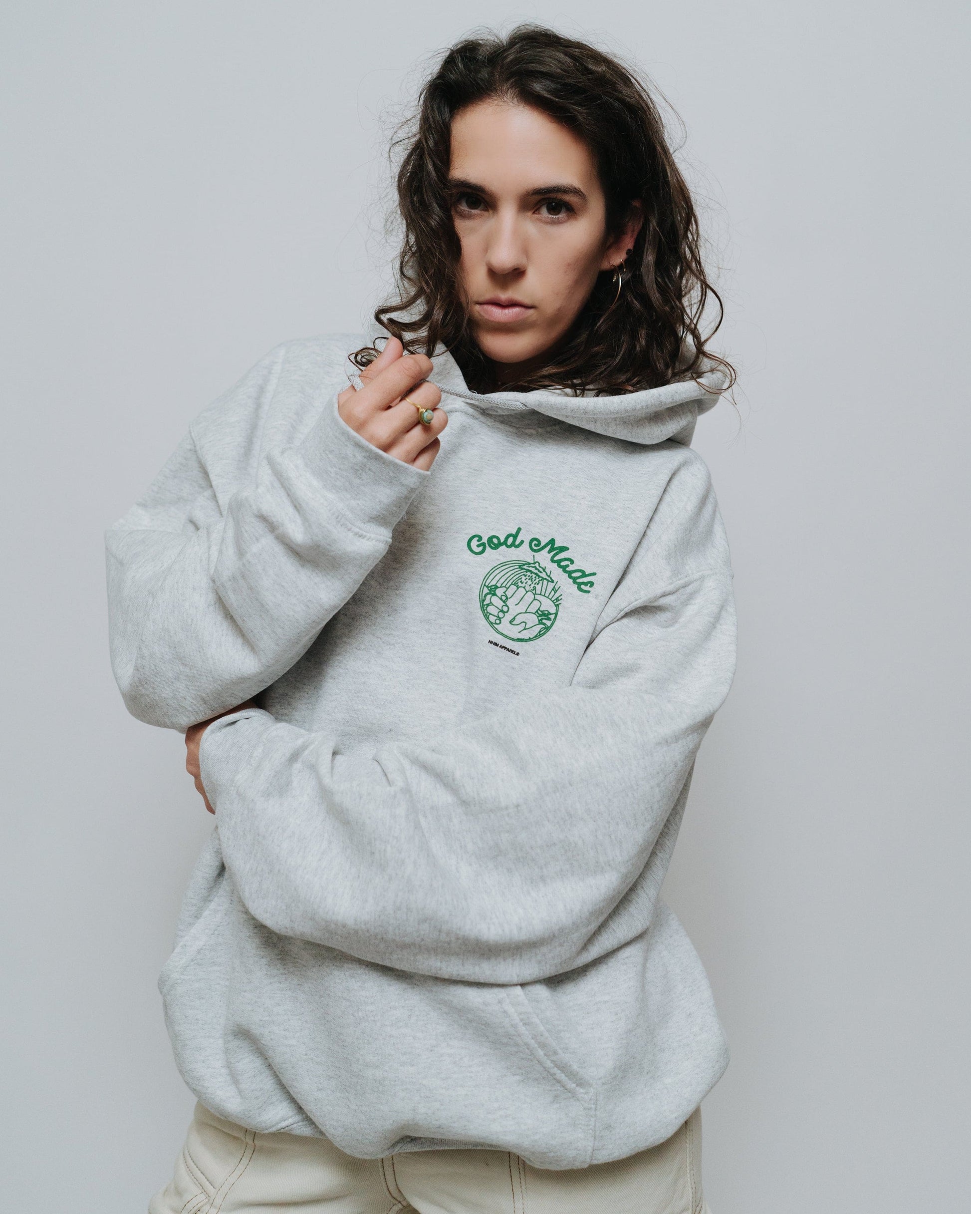GOD MADE hoodie in ash by NHIM Apparel Christian clothing brand