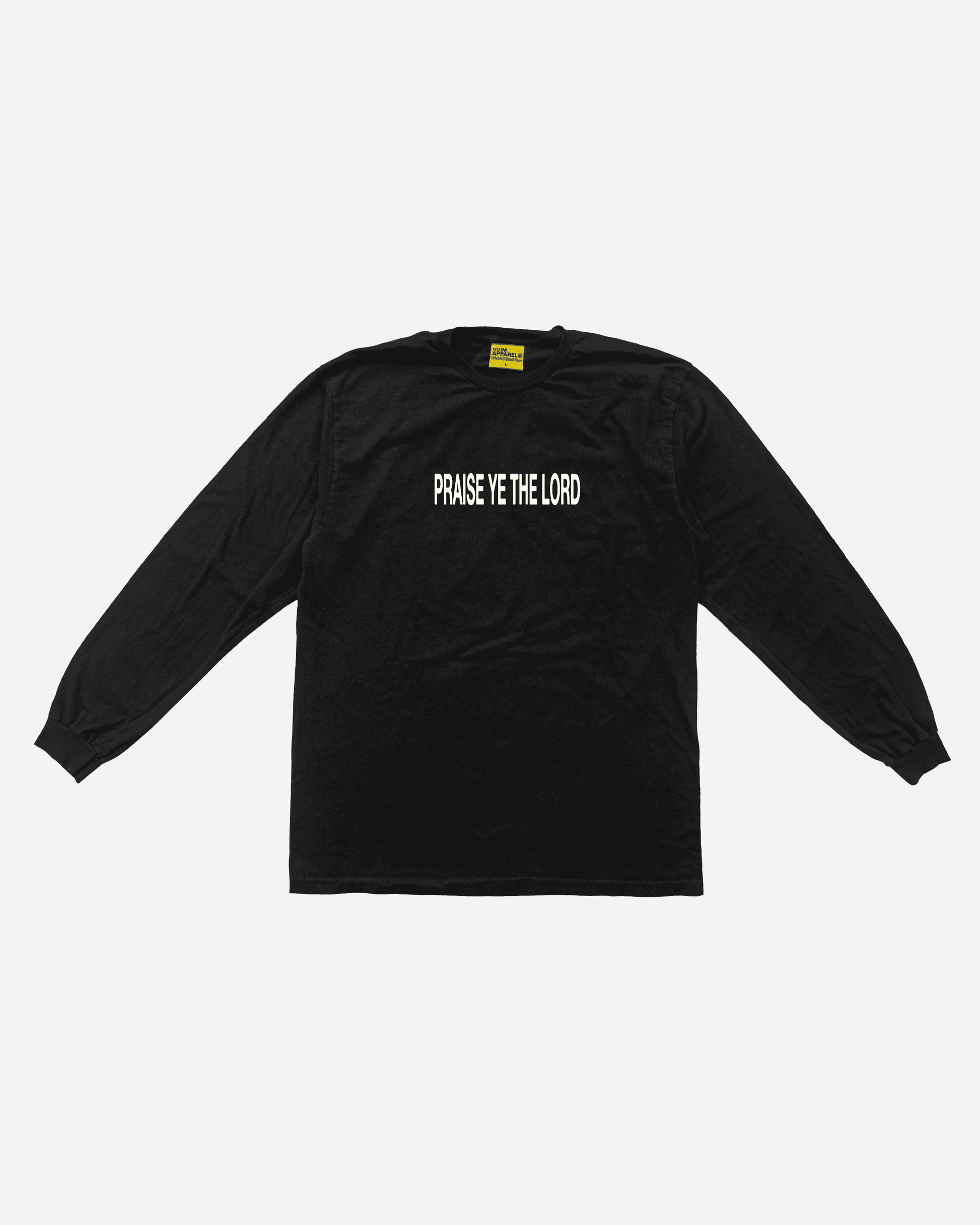 Praise Ye the Lord Christian long sleeve shirt in black by NHIM Apparel Christian clothing brand