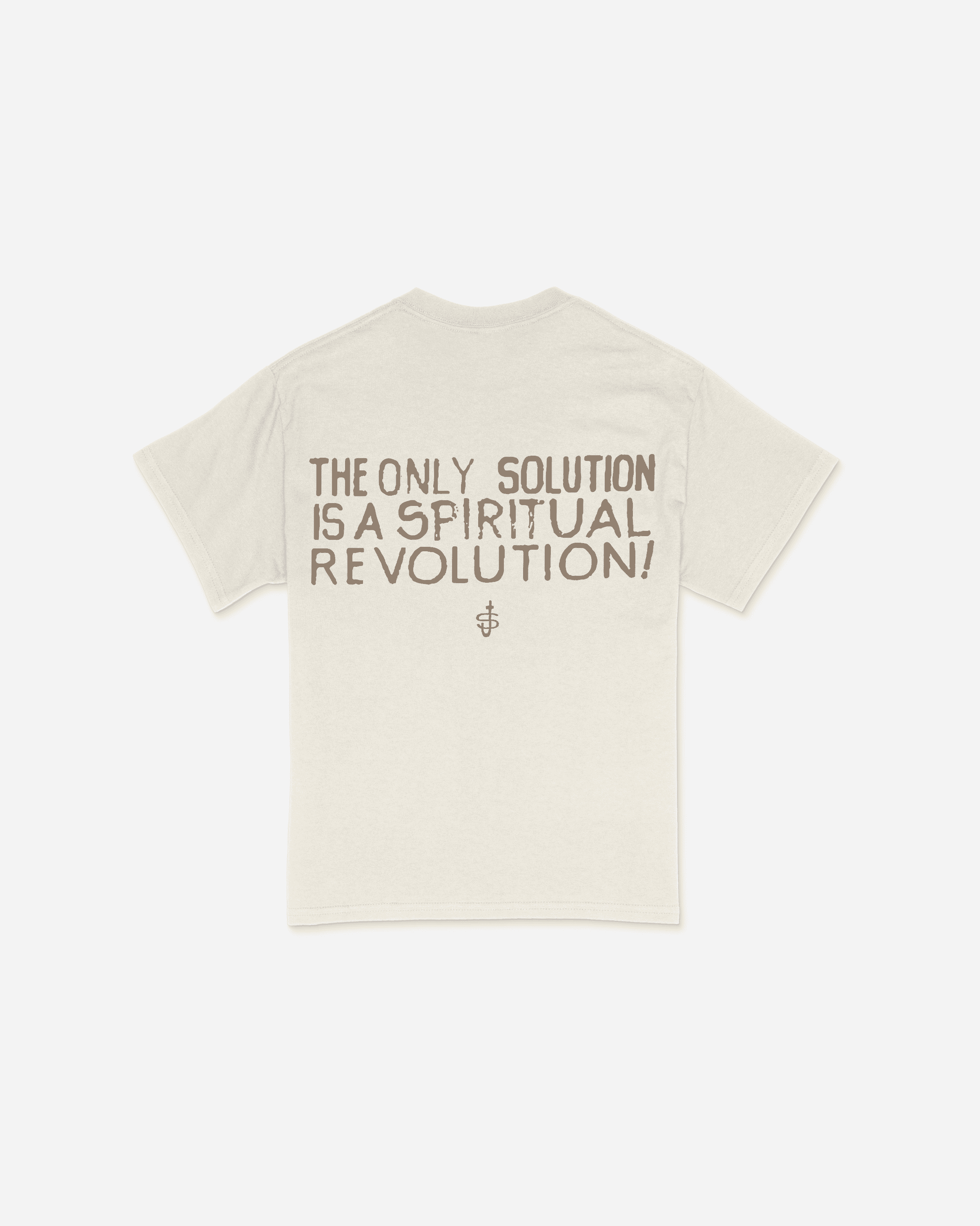 "Revolutionaries for Jesus" Christian T-Shirt in natural for the modern day Jesus People movement. New take on a vintage classic. Made in the USA by NHIM Apparel Christian clothing brand