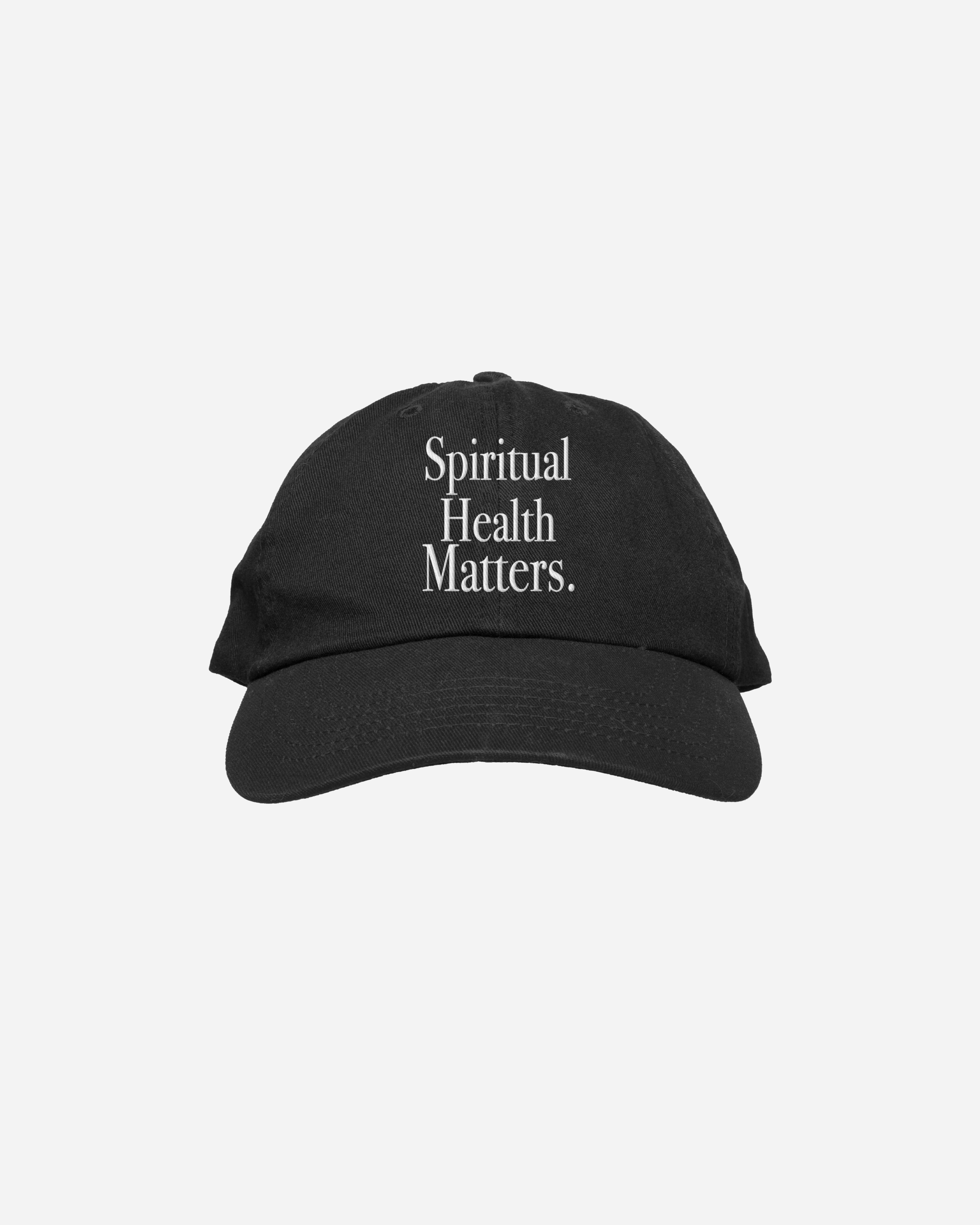 Christian dad hat. Spiritual Health Matters black dad hat. NHiM Apparel Christian Clothing Company.