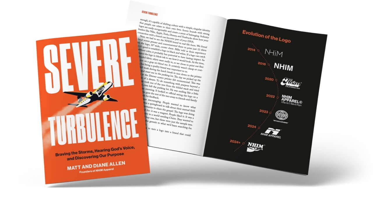 severe turbulence banner image showing book by NHIM Apparel founders Matt Allen and Diane Allen