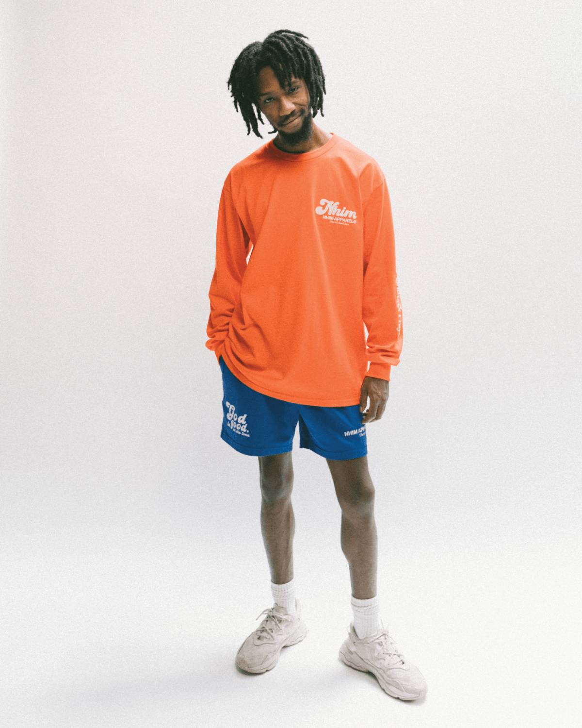 God is Good! God is good all the time Christian long-sleeve orange shirt. puff print. Nhim Apparel Christian clothing company, a place for t-shirts and prayer.