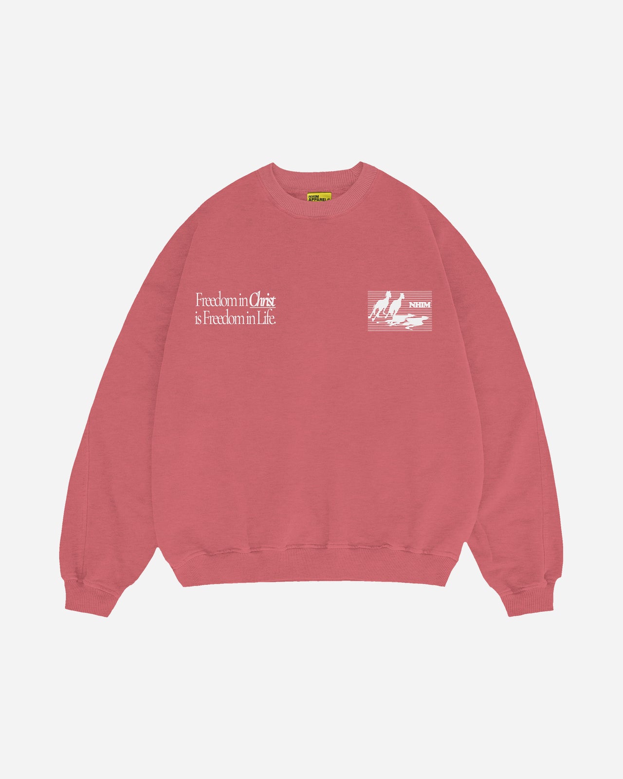 “Freedom in Christ is Freedom in Life” Christian crewneck sweatshirt in vintage red. Freedom in this world is for a moment, but to live in Christ is to be Free Forever!