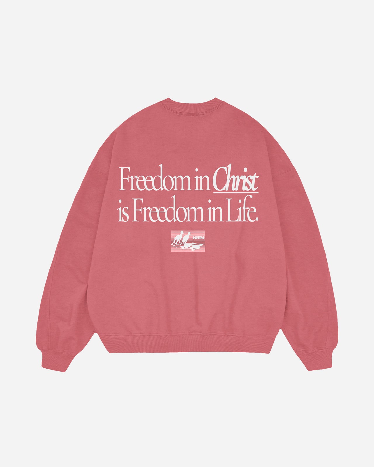 “Freedom in Christ is Freedom in Life” Christian crewneck sweatshirt in vintage red. Freedom in this world is for a moment, but to live in Christ is to be Free Forever!