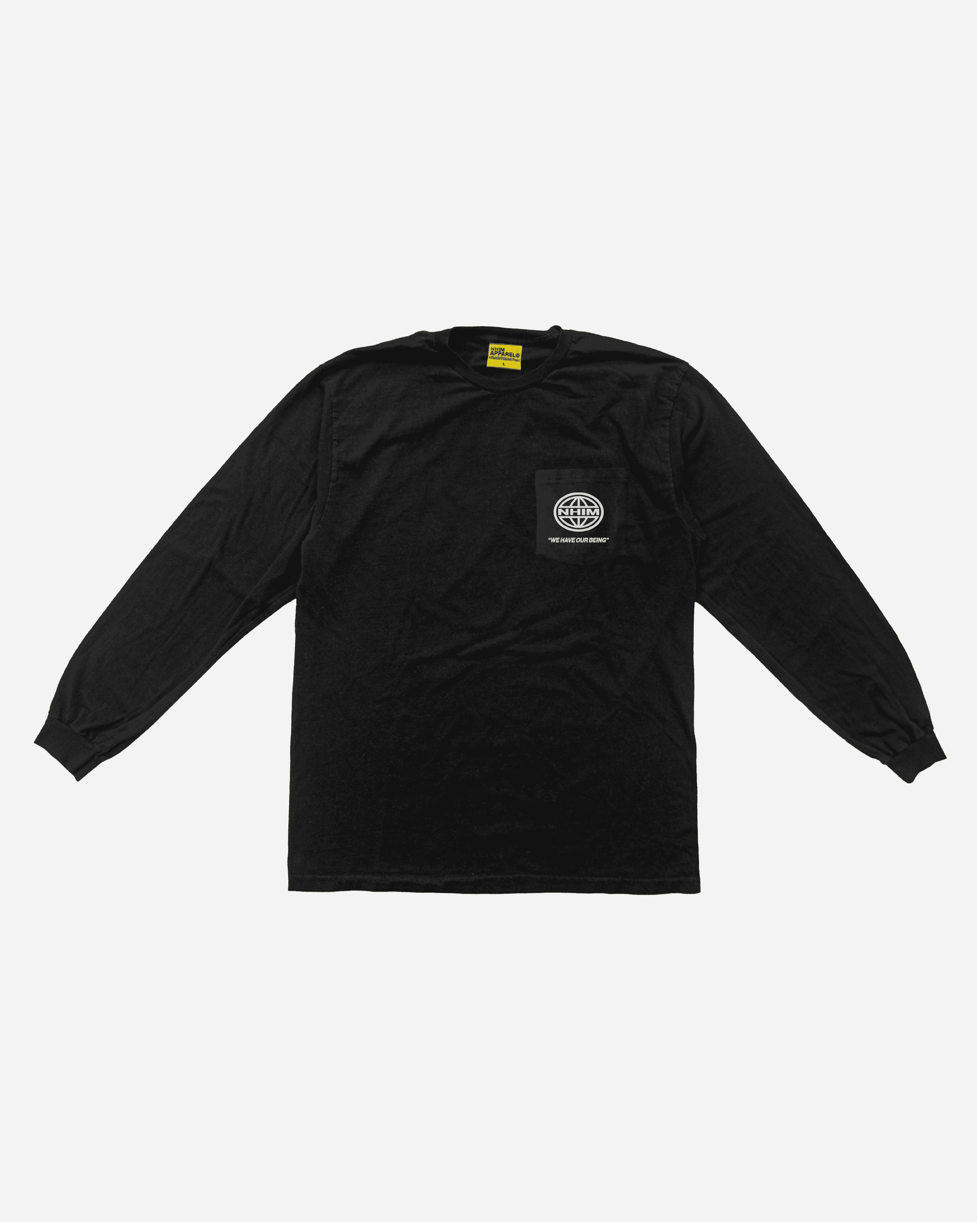 NHIM We have our being brand long sleeve tee in black by NHIM Apparel Christian clothing brand