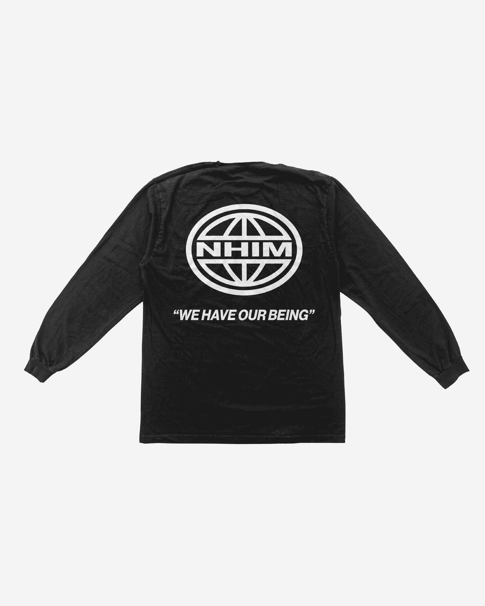 NHIM We have our being brand long sleeve tee in black by NHIM Apparel Christian clothing brand