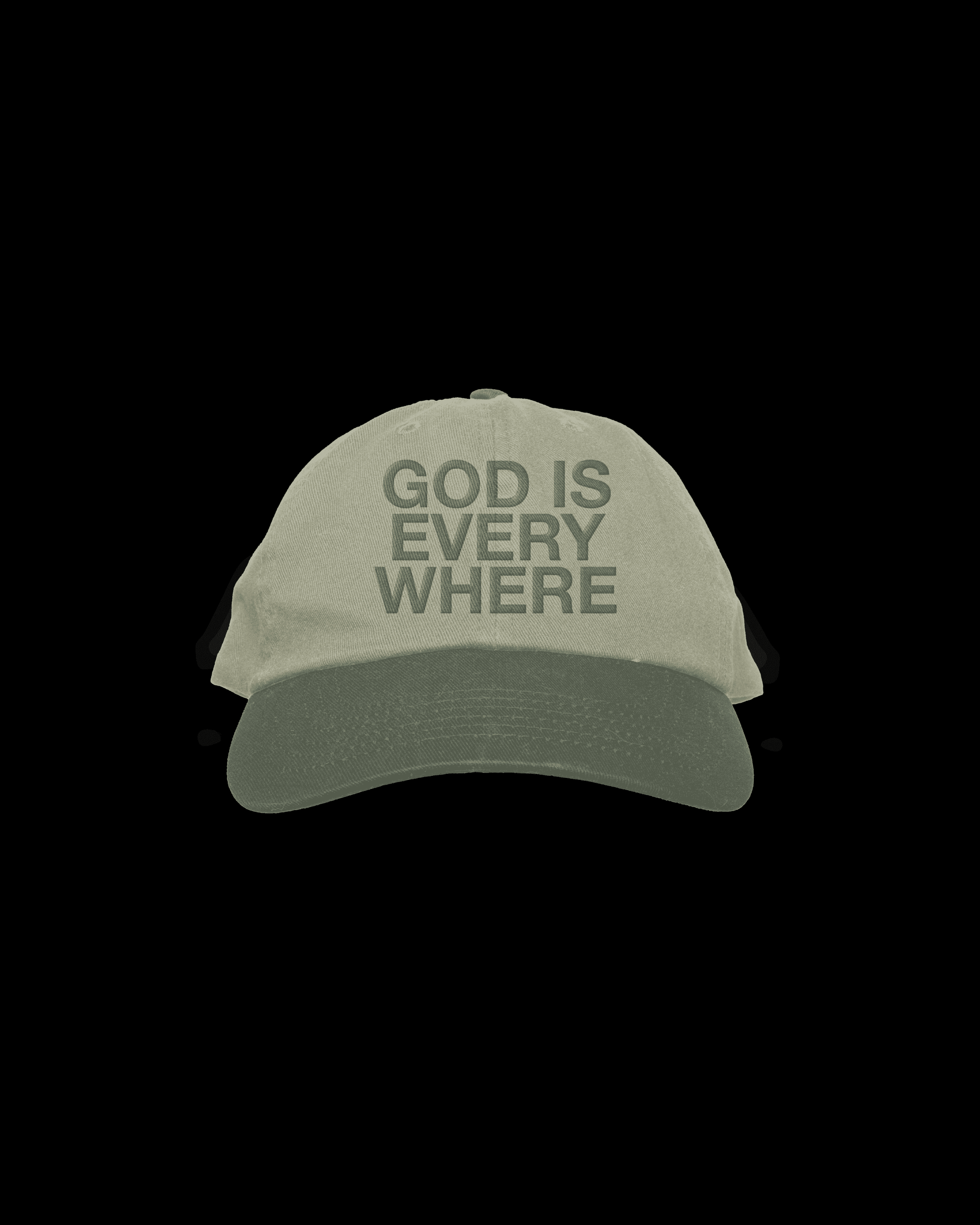 God Is Everywhere dad hat desert color with green bill by NHIM Apparel christian clothing brand