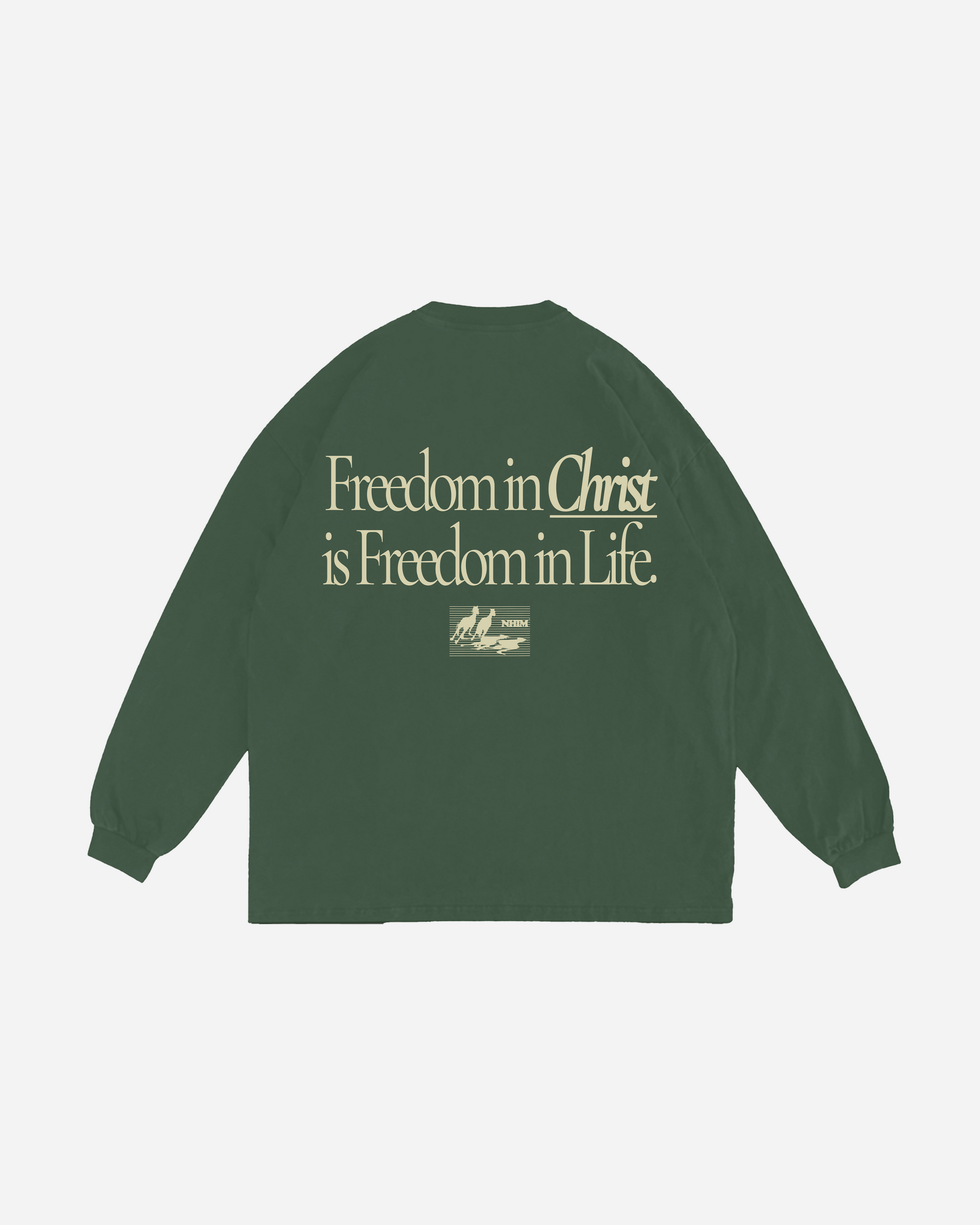 'EARTH TONES' FREEDOM IN CHRIST LS (FERN) Christin shirt by NHIM Apparel christian clothing brand