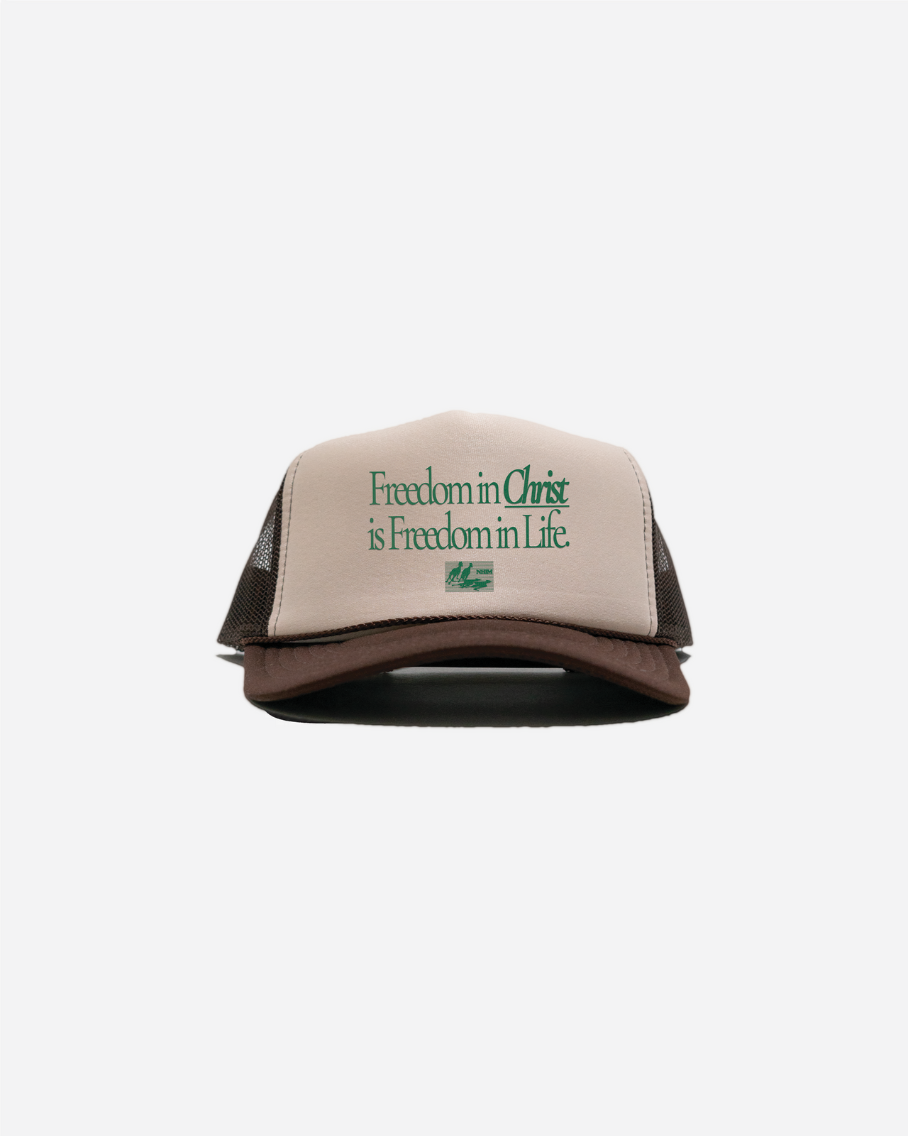 'EARTH TONES' FREEDOM IN CHRIST TRUCKER (WALNUT) Hat by NHIM Apparel