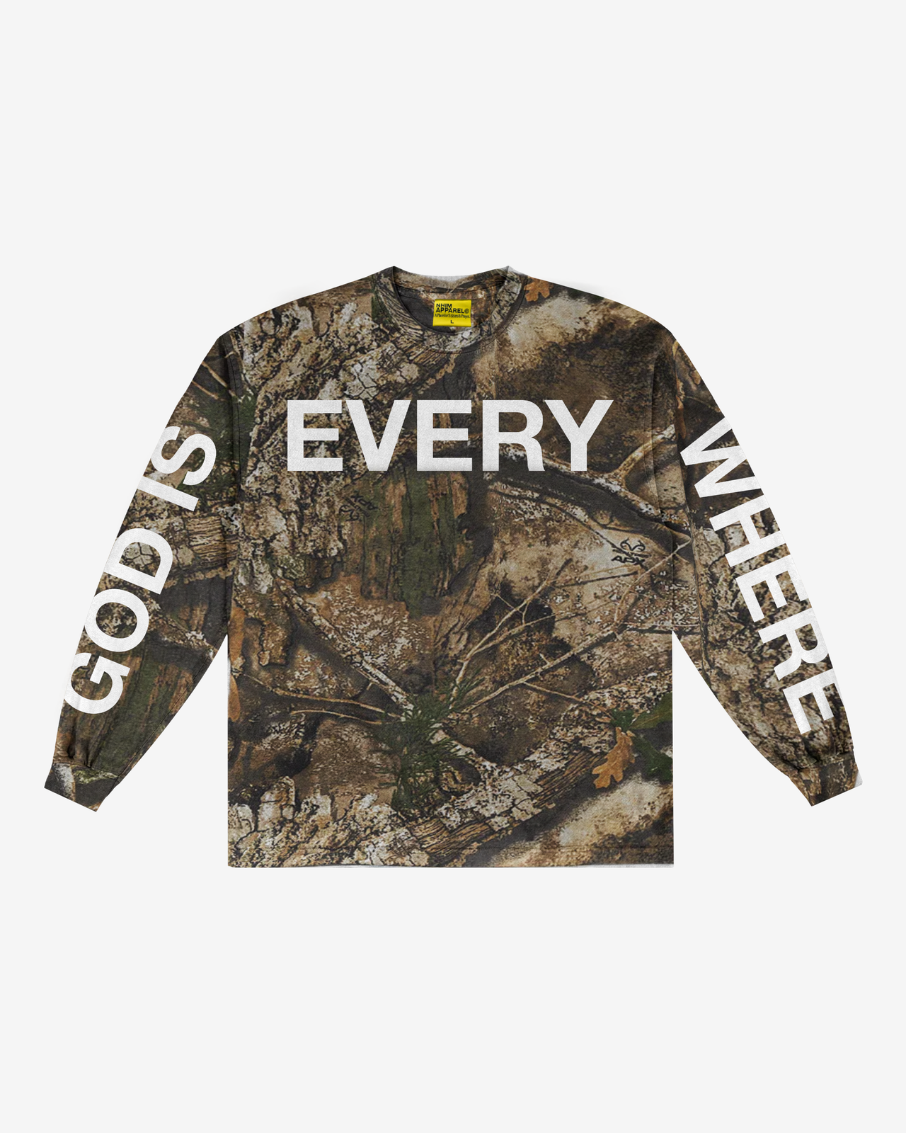 GOD IS EVERYWHERE CAMO Long sleeve tee by nhim apparel christian clothing brand