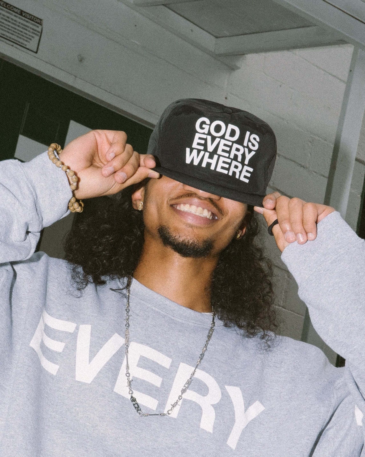 GOD IS EVERYWHERE NYLON SNAPBACK (BLACK)