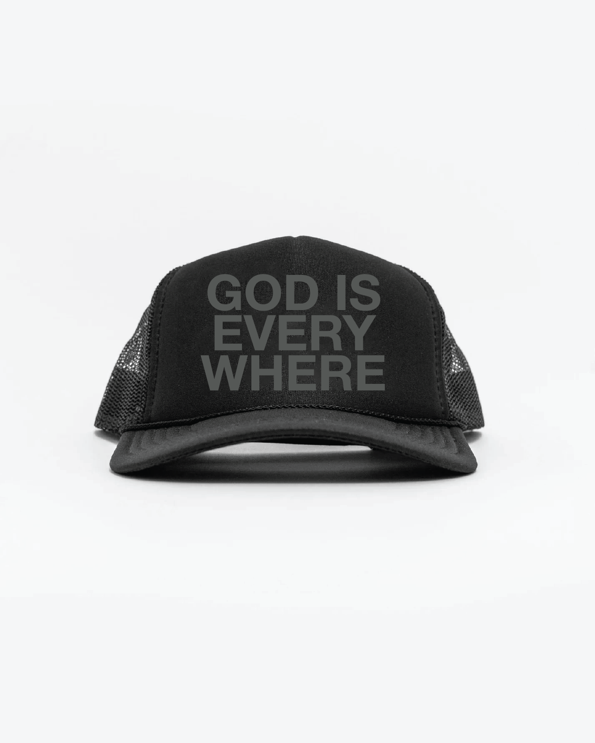 GOD IS EVERYWHERE TRUCKER HAT IN BLACK