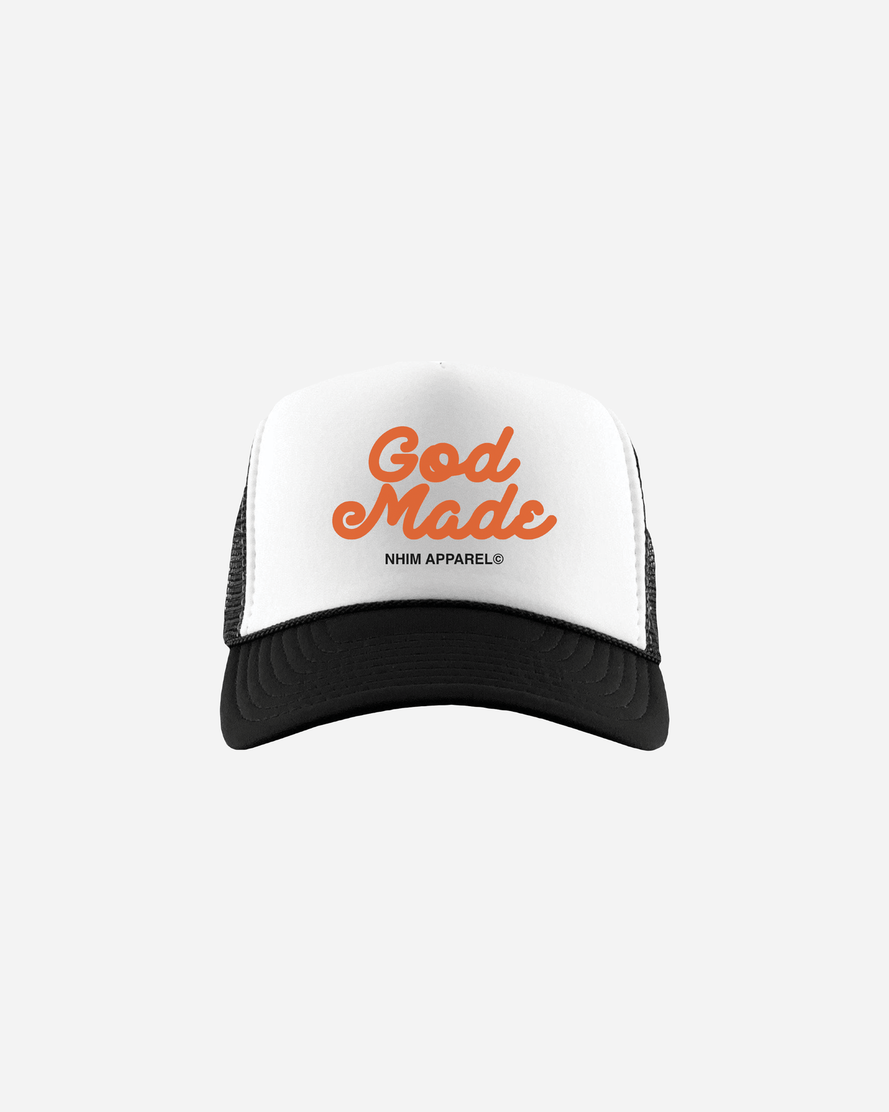 Christian trucker hat. God Made Creation green and white trucker hat. NHiM Apparel Christian Clothing Company