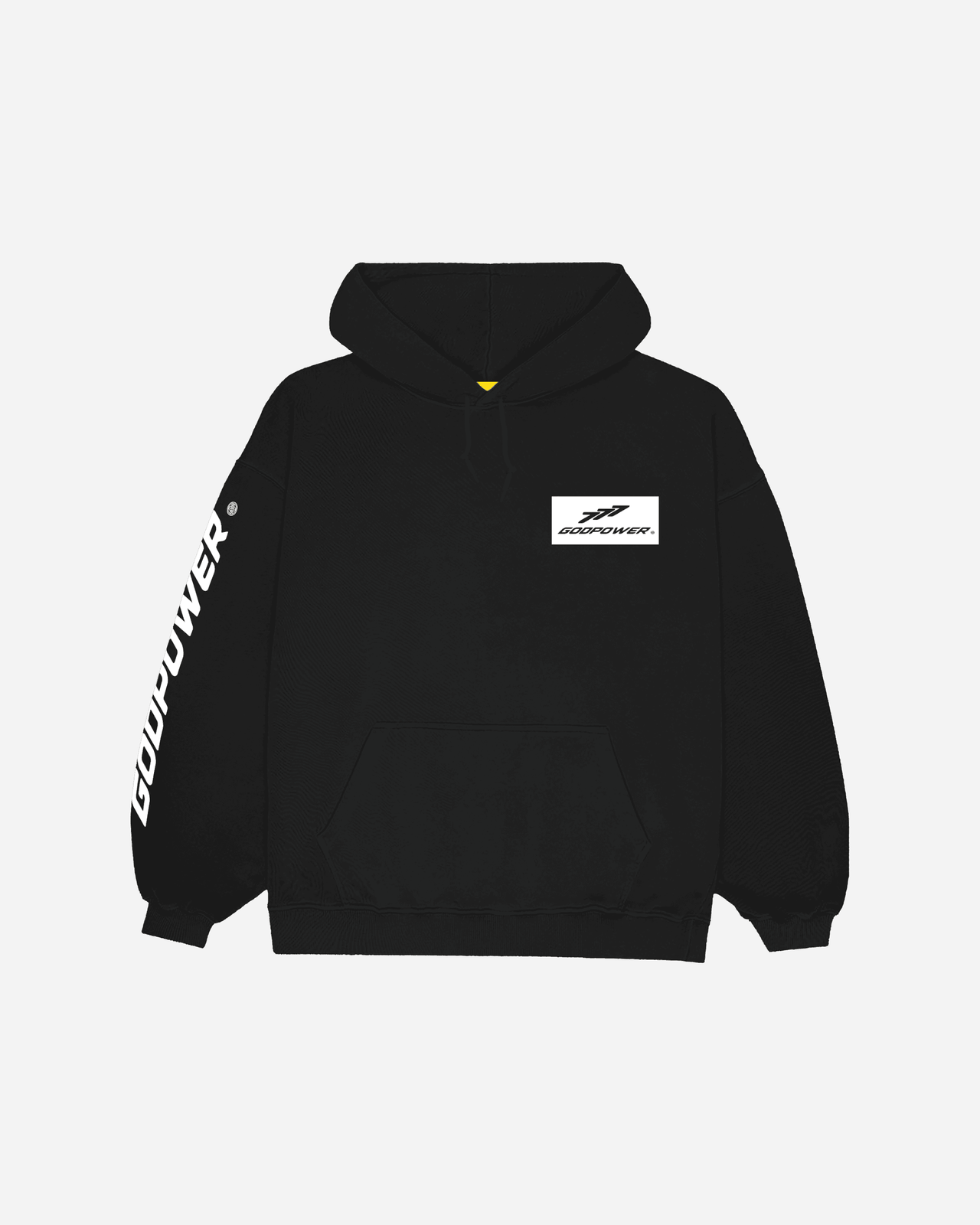 GODPOWER black hoodie christian sweatshirt by NHIM Apparel Christian clothing brand