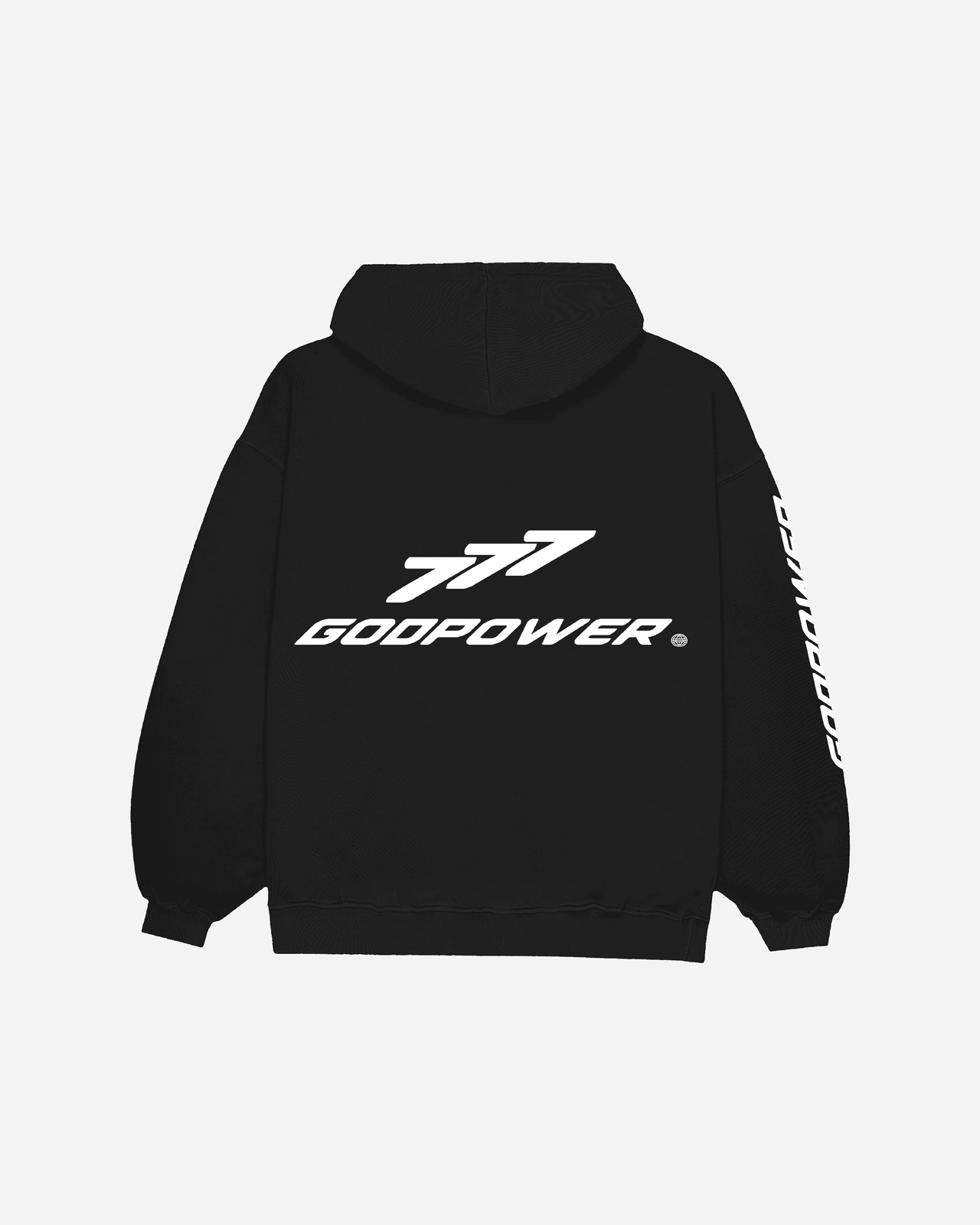 GODPOWER black hoodie christian sweatshirt by NHIM Apparel Christian clothing brand