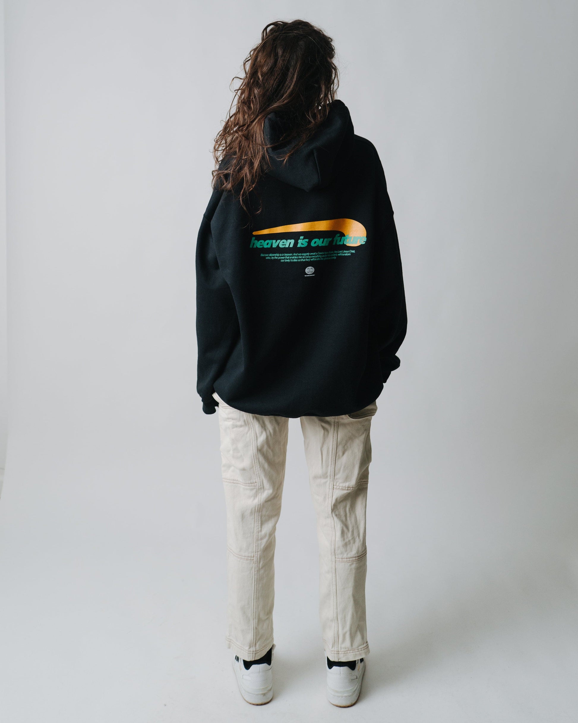 Heaven is our future black hoodie sweatshirt by NHIM Apparel Christian clothing brand
