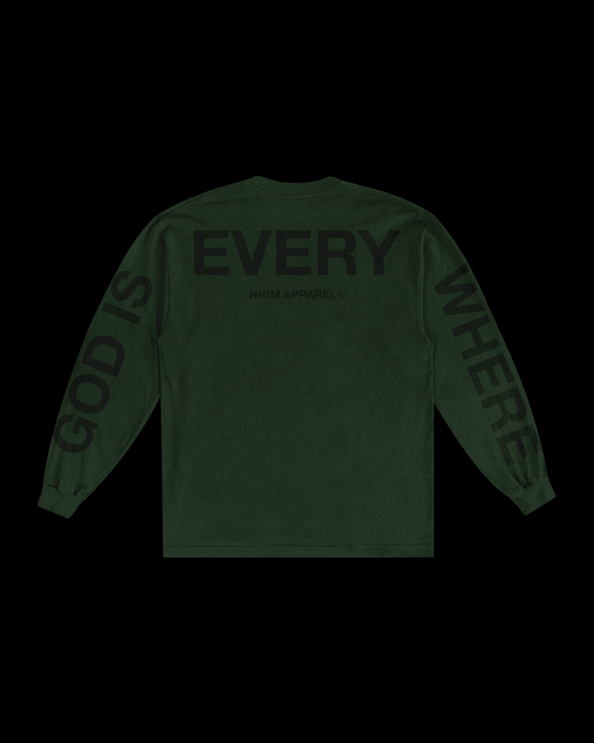 God Is Everywhere ivy color long sleeve christian shirt by NHIM Apparel christian clothing brand