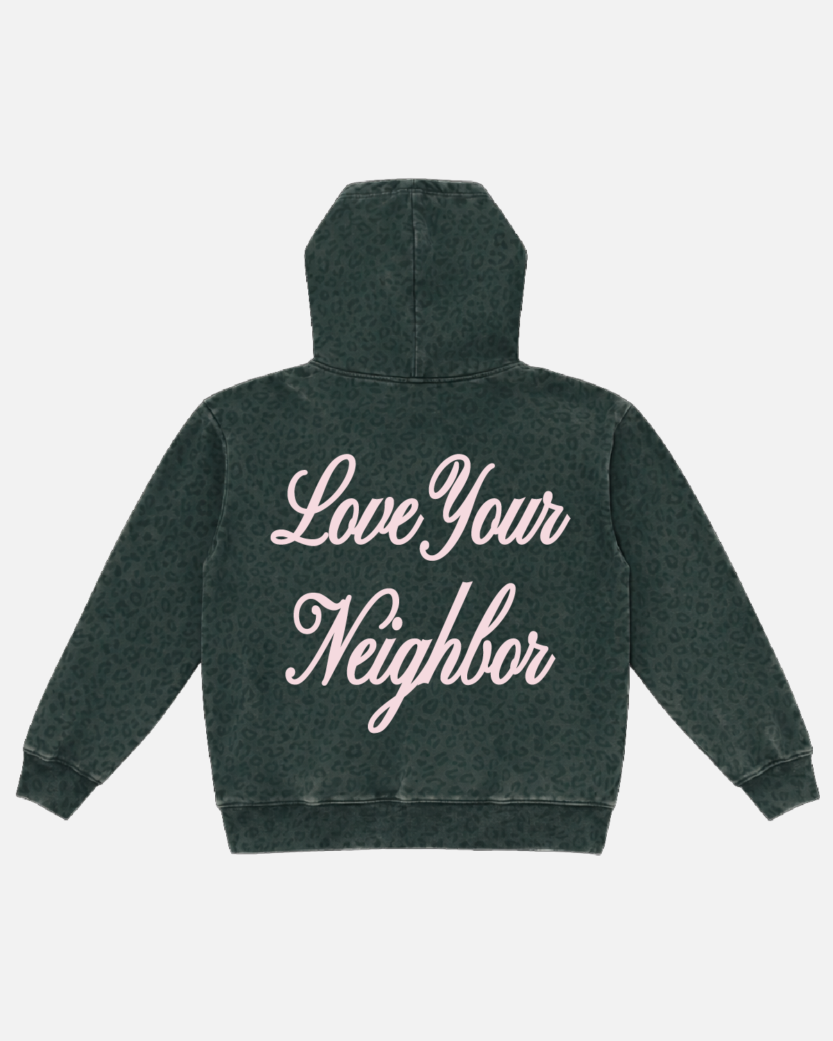 LYN AMORE WASHED BLACK LEOPARD HOODIE