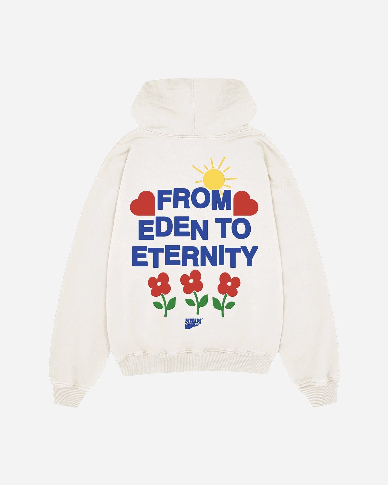 From Eden to Eternity women's hoodie sweatshirt in cream by NHIM Apparel - mock image of back