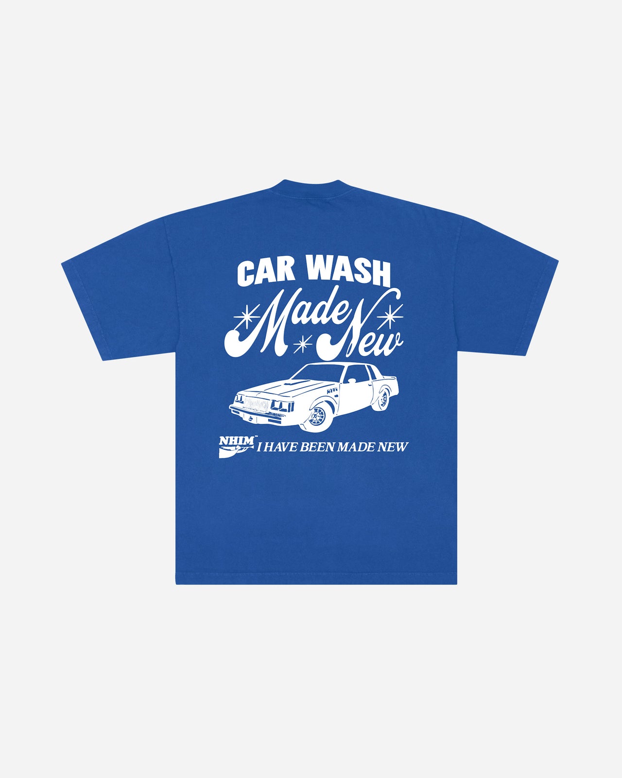 Made New Tee in cobalt by NHIM Apparel Christian clothing brand - t-shirt mock back