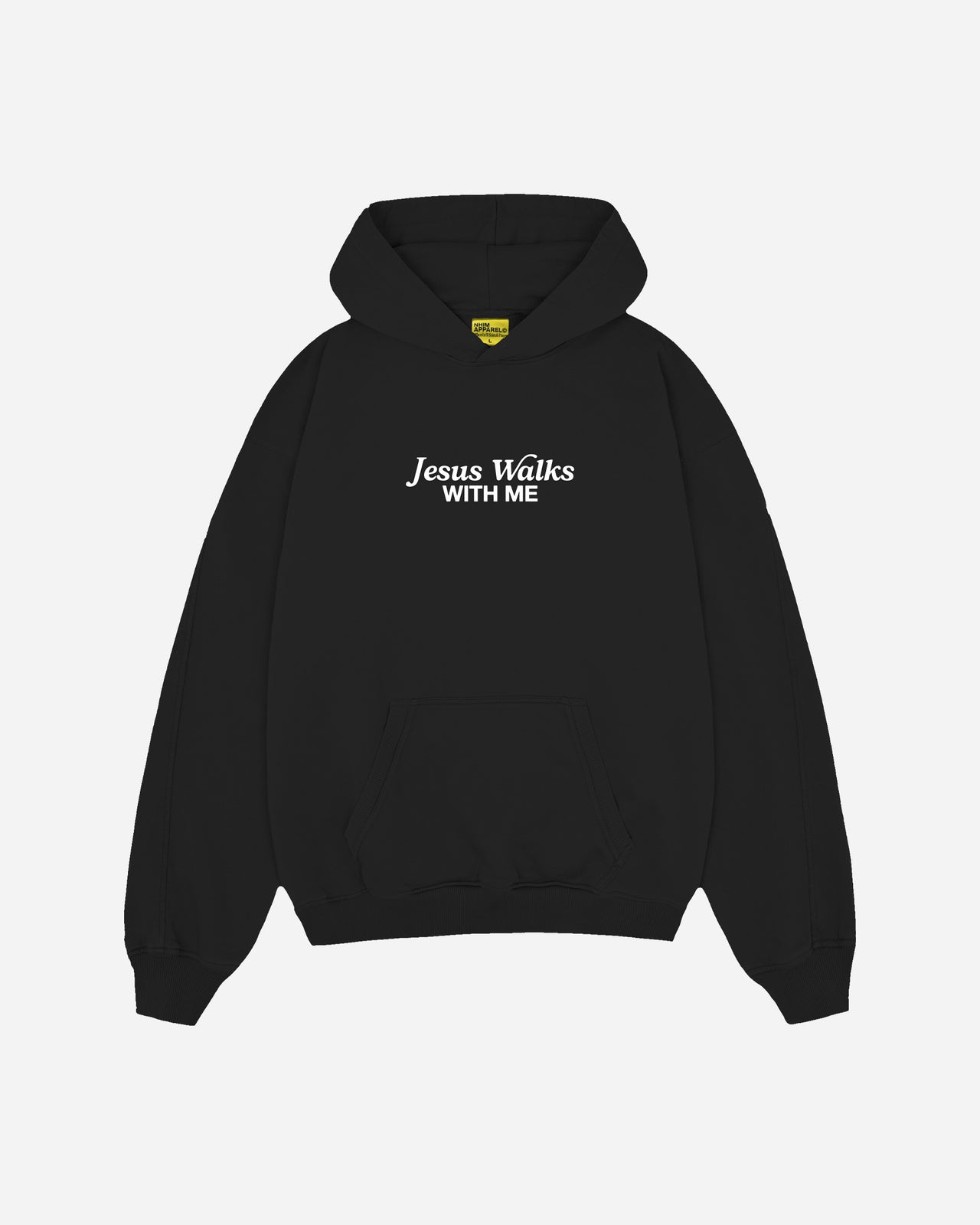 walking in newness hoodie in black by NHIM Apparel christian clothing brand - picture of hoodie mock back