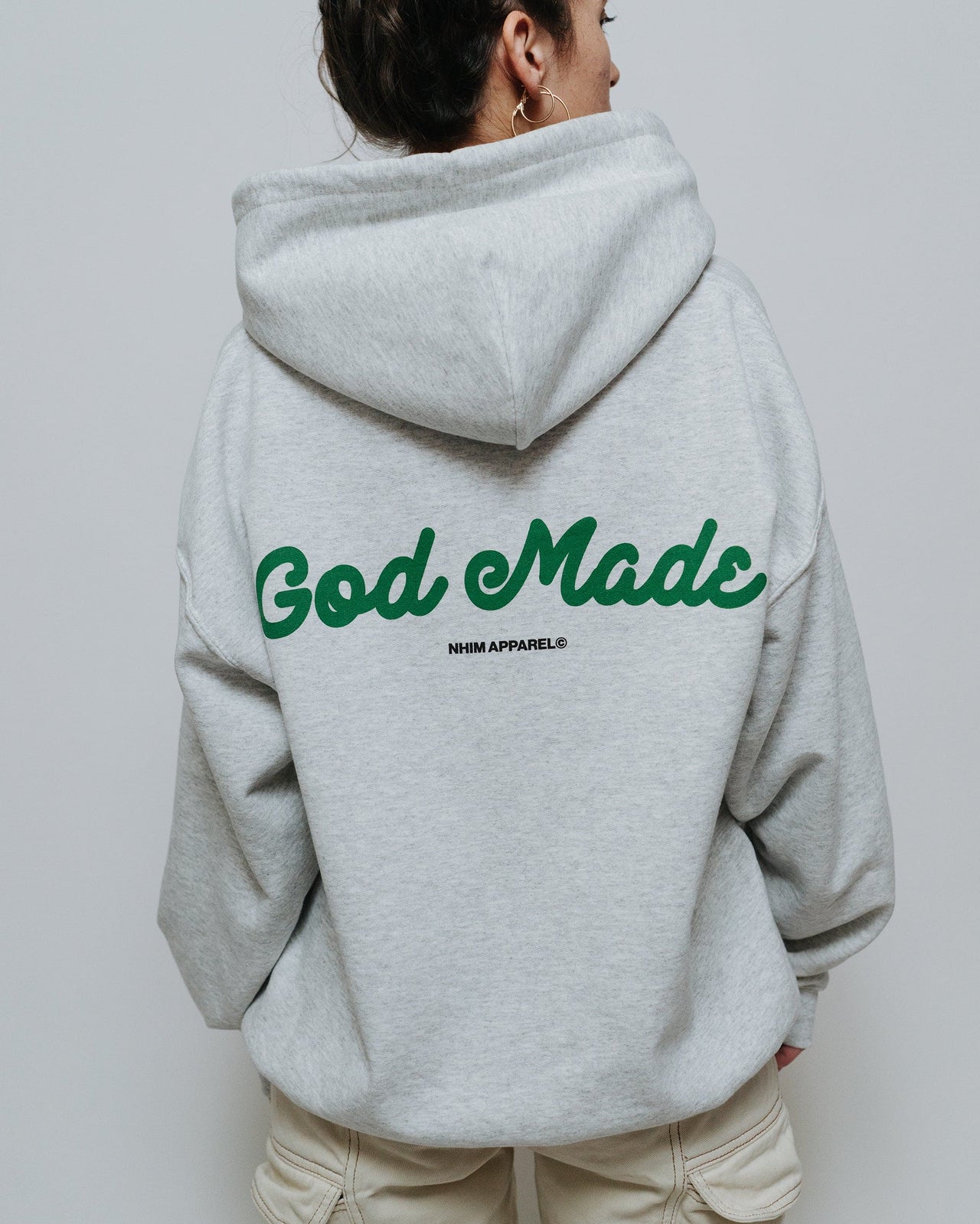 GOD MADE Creation Hoodie Sweatshirt in Ash by NHIM Apparel Christian clothing brand