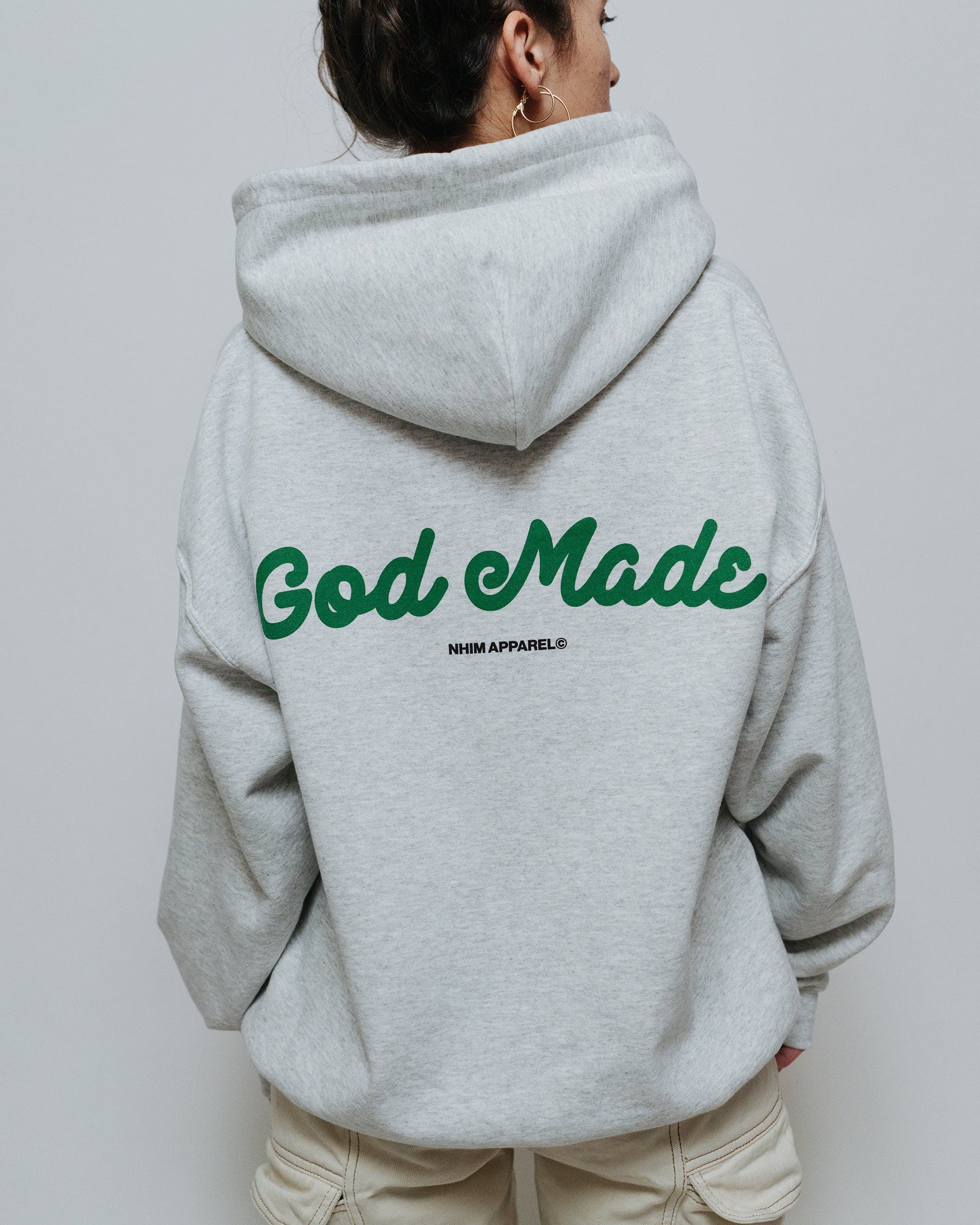 GOD MADE hoodie in ash by NHIM Apparel Christian clothing brand