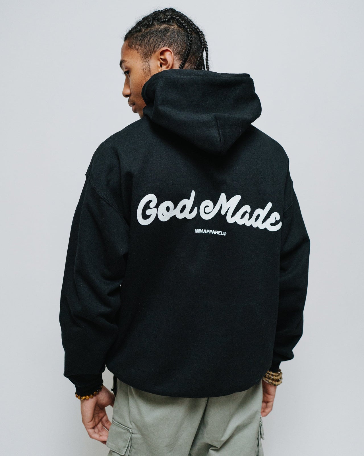 God Made Christian Hoodie in black by NHIM Apparel Christian clothing brand.