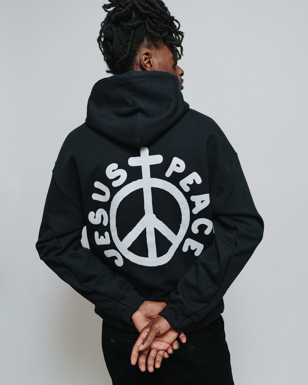 "Jesus Peace" Christian Hoodie Sweatshirt in Royal for the modern day Jesus People movement. Inspired by the words of 2 Thessalonians. Made in the USA by NHIM Apparel Christian Clothing Brand