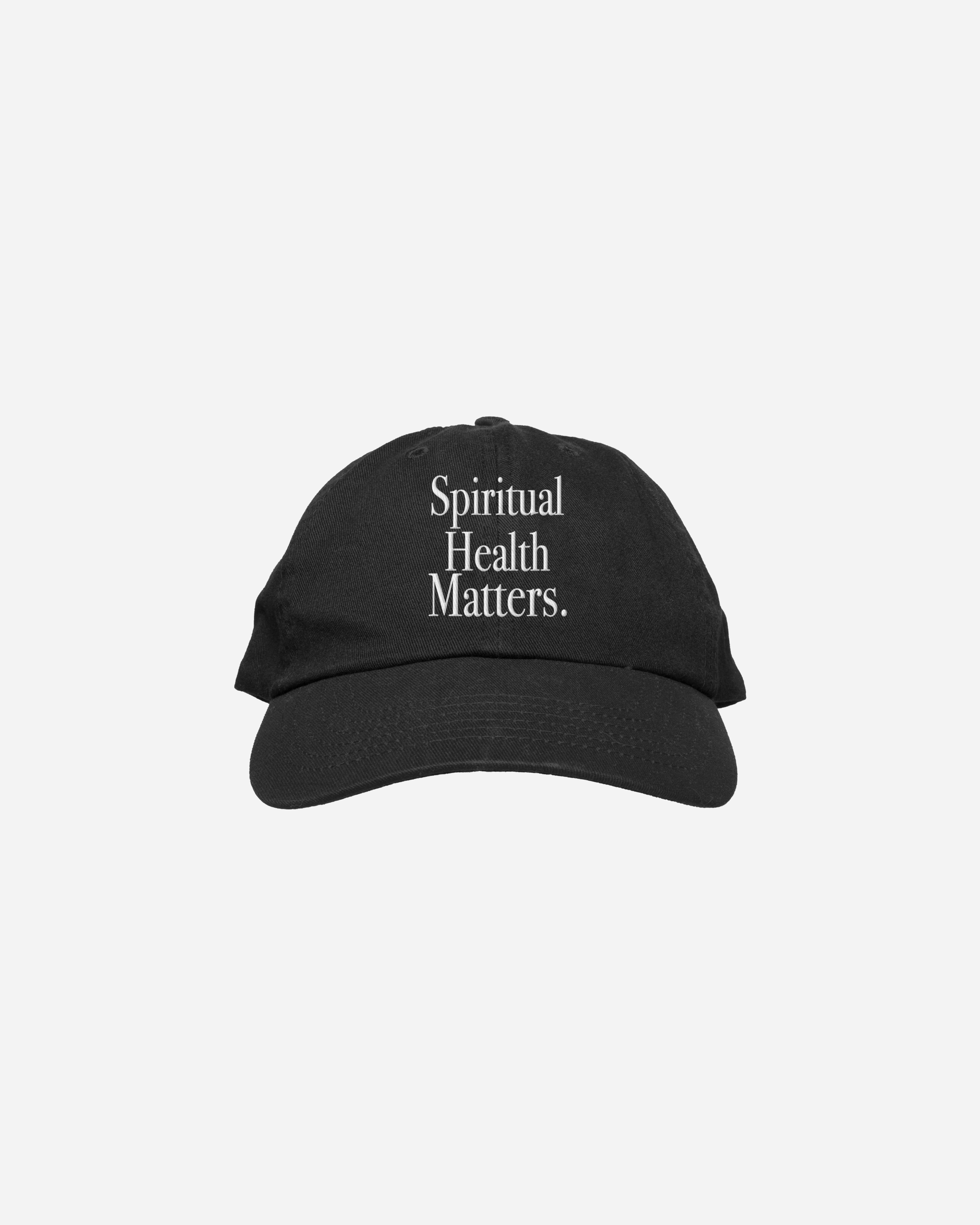Christian dad hat. Spiritual Health Matters black dad hat. NHiM Apparel Christian Clothing Company. 