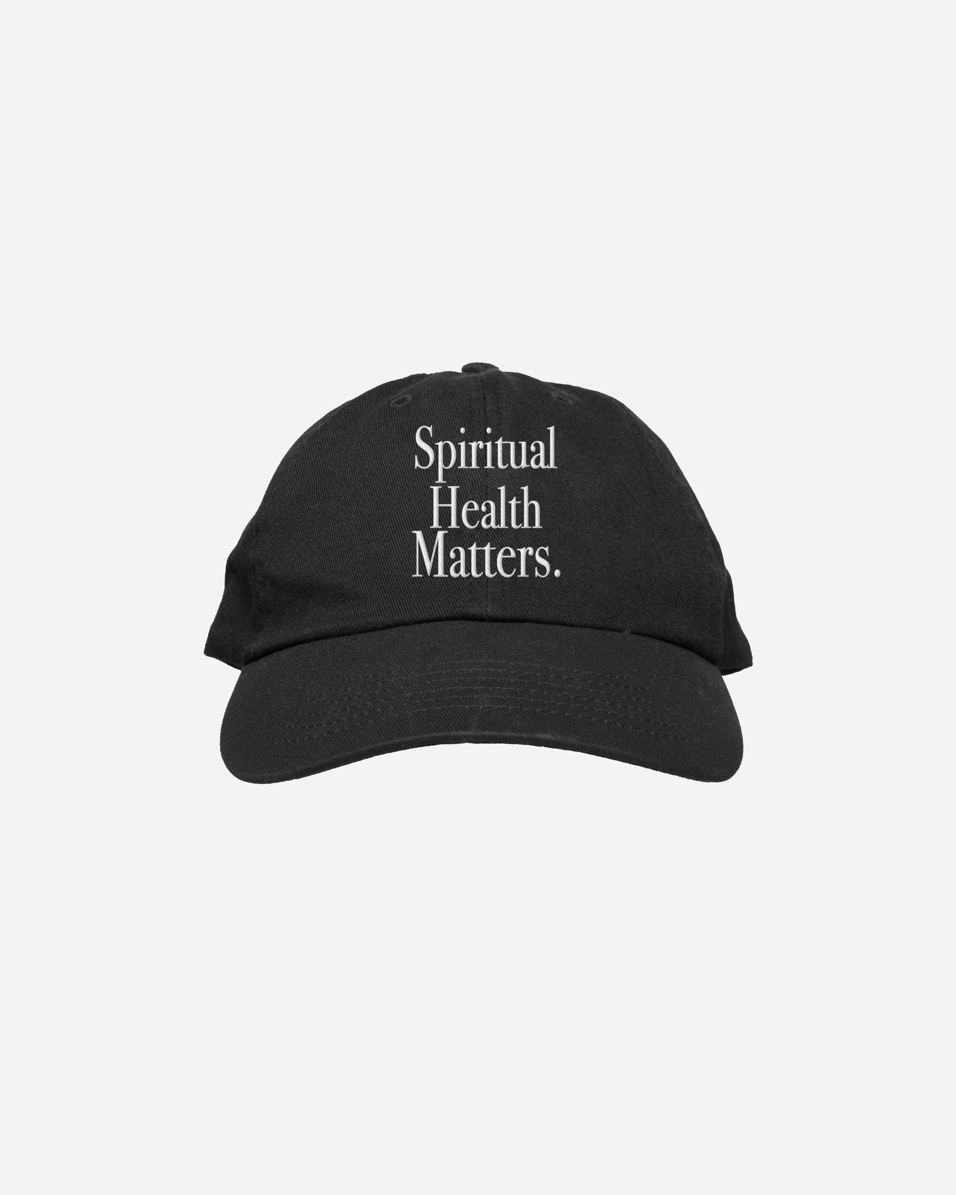 Christian dad hat. Spiritual Health Matters black dad hat. NHiM Apparel Christian Clothing Company. 