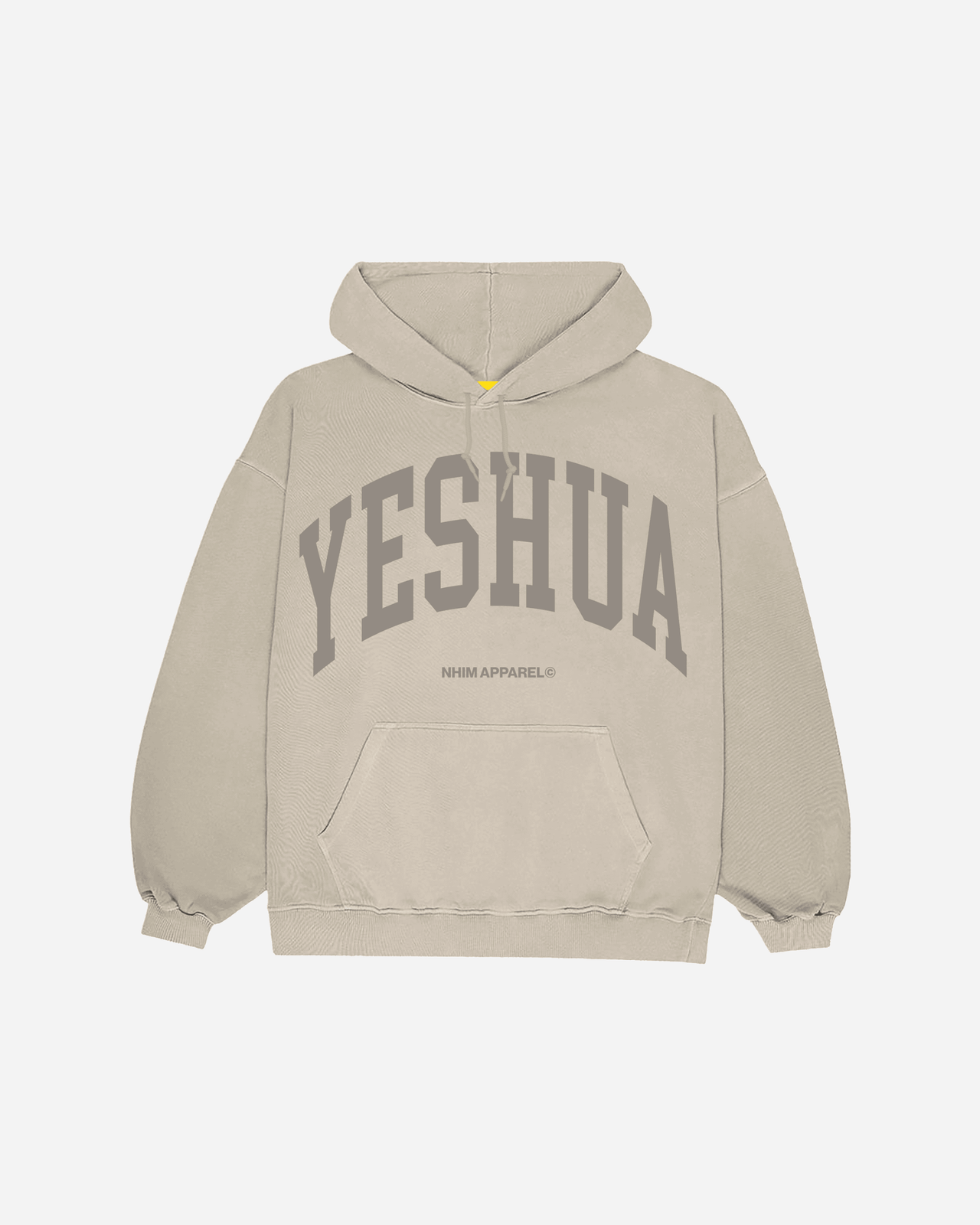 Yeshua hoodie YESHUA logo sand color hooded sweatshirt made by NHIM APPAREL christian clothing brand