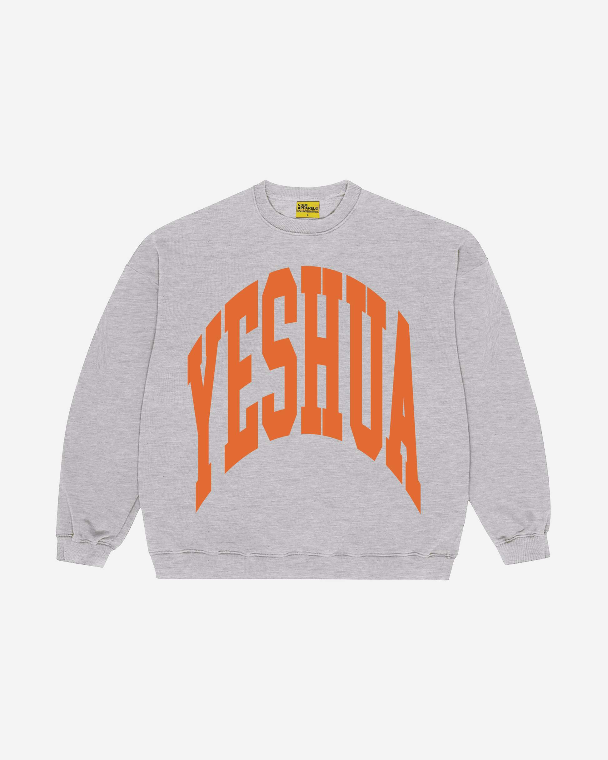 The Yeshua Spirit crewneck sweatshirt in ash grey by NHIM Apparel Christian clothing brand. He came to heal us, deliver us, and make us whole.