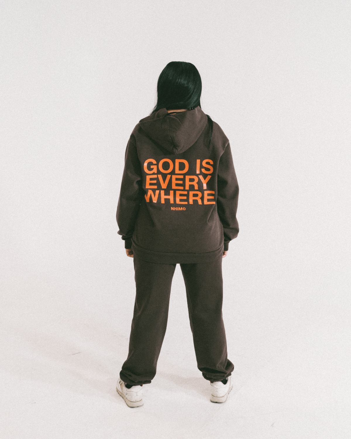Christian hoodie sweatshirt. GOD IS EVERYWHERE HOODIE (Brown). NHIM Apparel Christian clothing company.