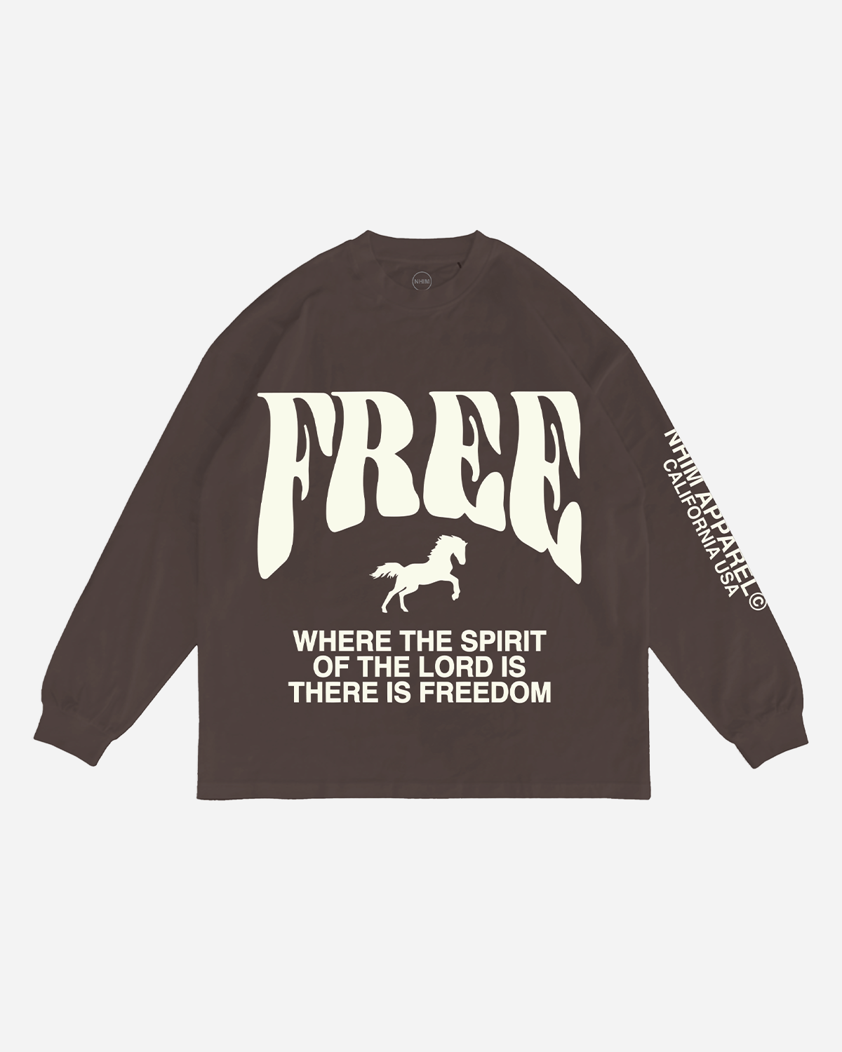 Christian long-sleeve shirt - where the Spirit of the Lord is there is freedom - FREE horse