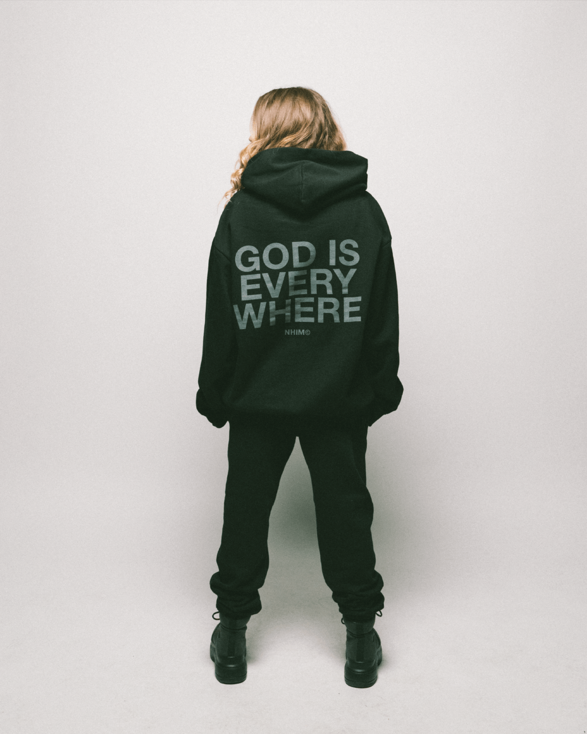 Christian hoodie sweatshirt. GOD IS EVERYWHERE HOODIE (BLACK). NHIM Apparel Christian clothing company.