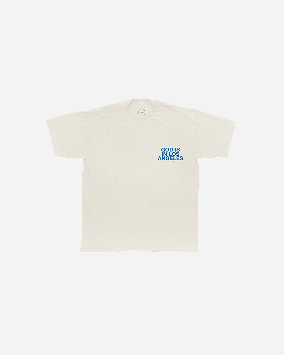 The God Is In Los Angeles Shirt is a premium garment dyed, ethically sourced and made in the USA T-shirt made by NHIM Apparel Christian clothing brand.