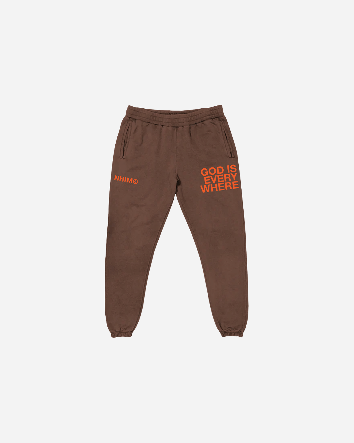 GOD IS EVERYWHERE brown premium sweatpants by NHIM APPAREL Christian clothing brand
